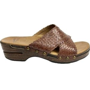 Dansko Mila Woven Leather Wedge Sandal Slide Strappy Boho - Size 40